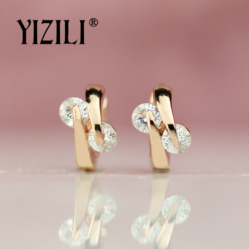 

YIZILI New Arrivals Simple Fashion 2 colour Round Dangle Earrings Natural Zircon RU Hot Party Wedding Jewelry A042, Silver