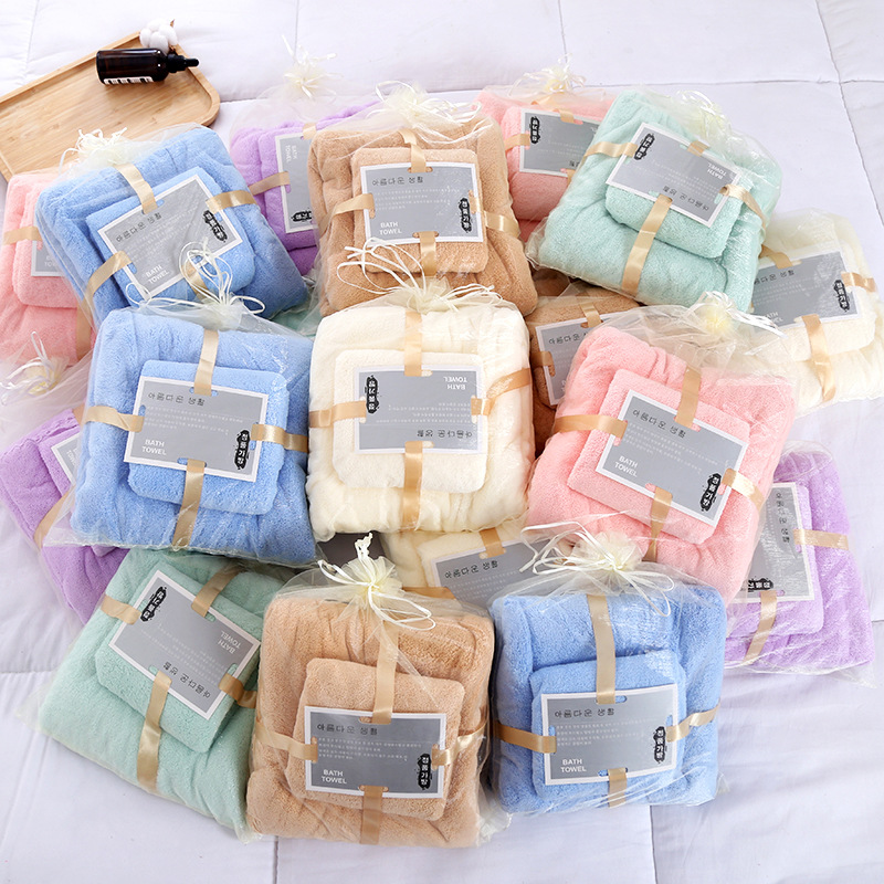 

YJ-006 Coral velvet towel Mother and son's scarf quick water absorption hot money bath towel comfortable bath set, Green