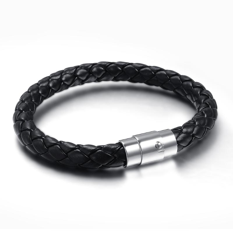 

New Arrival Exotic Style PU Leather Woven Magnetic Buckle Leather 8MM Wide Rope Braided Bracelet & Bangles Jewelry for Men Women