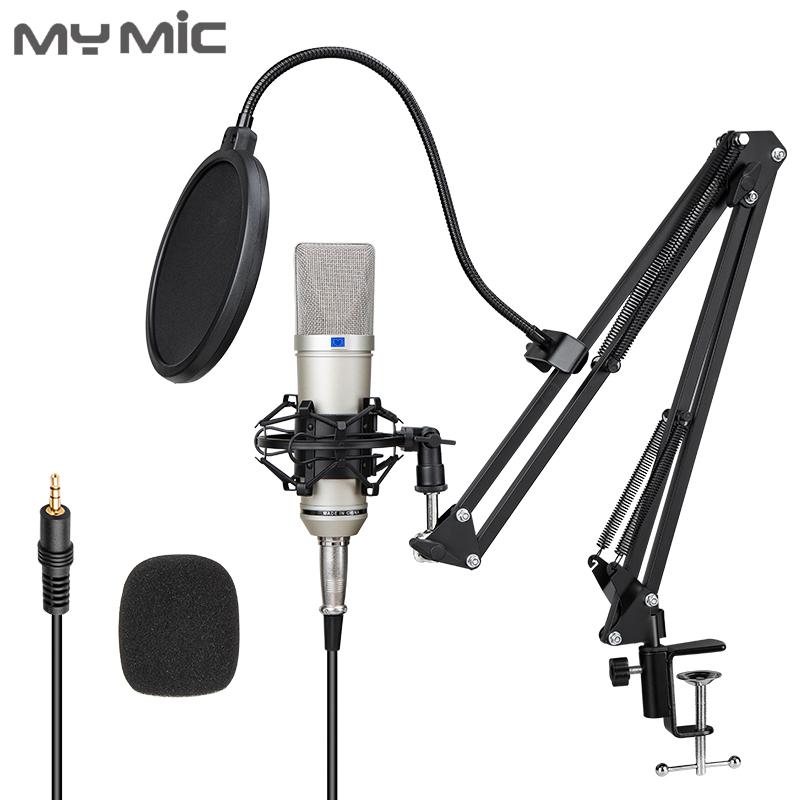 

My Mic U87 Large Diaphragm condenser recording microphone with Adjustable stand for broadcasting