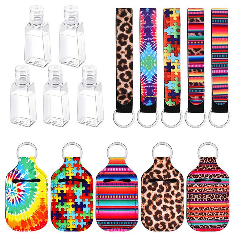 

Hand Sanitizer Holder 30ml Neoprene Keychains Printing Chapstick Holder Lipstick Holders Handbag Keychain Party Favor DDA521