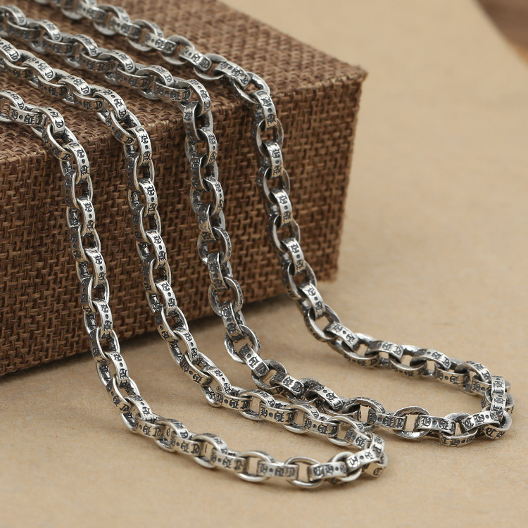 

Vintage 925 sterling silver handmade jewelry American European antique silver link chain designer necklaces for men women free shipping
