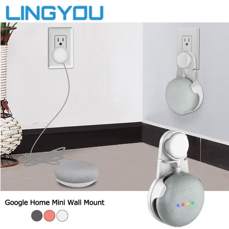 

LINGYOU Outlet Wall Mount Holder Cord Bracket For Google Home Mini Voice Assistant Plug In Kitchen Bedroom Portable Audio Stand