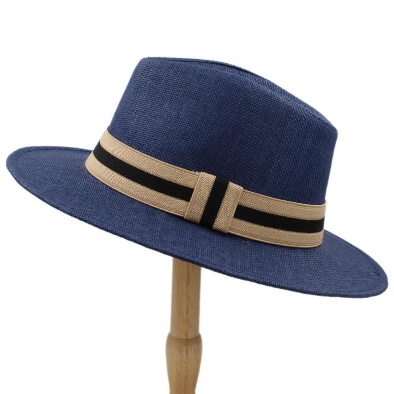 

2020 6 Color Summer Women Men Straw Sun Hat With Wide Brim Panama Hat For Beach Fedora Jazz Size 56-58CM A0154-XSJ, Cream