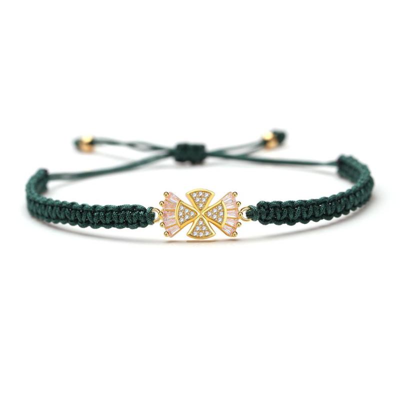 

Copper Micro Paved Zircon Crystal Braided Bracelet Women Men Angel CZ Stone Black Red Blue String Macrame Jewelry Present