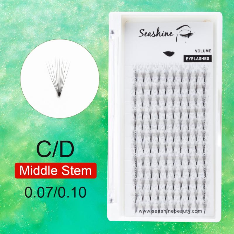 

Seashine One Tray 12 Lines 0.07/0.1 Individual Lashes Russia Volume Lashes Middle Stem Premade Fan Stick Middle 3D-10D