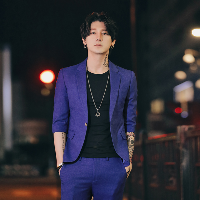 

2020 Summer Single Breasted Blazers Suits Mens Business Dress Slim Fit British Style Mens Wedding Suits With Pants Club Terno, Black