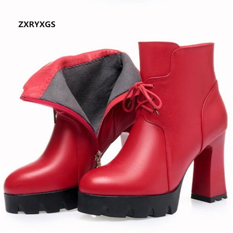 

2020 New Fashion Autumn and Winter Boots Classic Genuine Leather Shoes Woman Short Boots High-heeled Warm Shoes Snow, Beige single boots