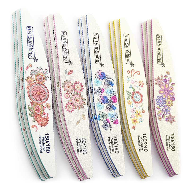 

5pcs/lot Nail File Washable Nail Polish Manicure Pedicure Sandpaper File Buffer Care Strong Thick Double-side Tools