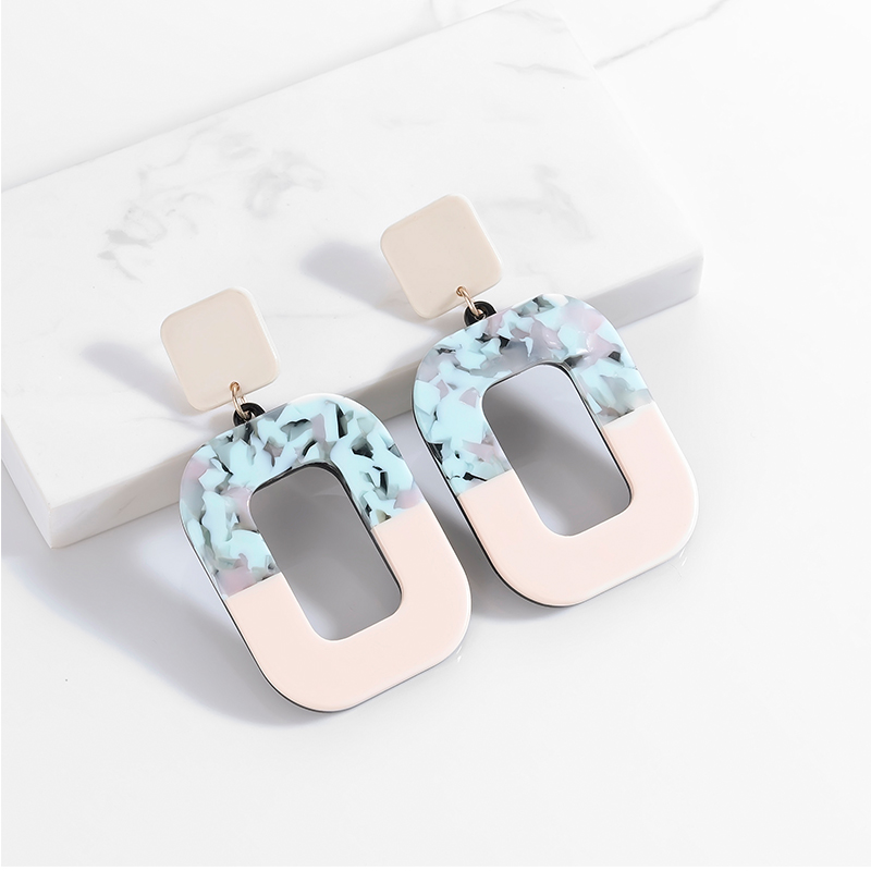 

Korean Fashion Square Stitching Geometric Acrylic Earrings For Women Resin Sweet Earings Fashion Jewelry Womens Jewellery 2020, Silver