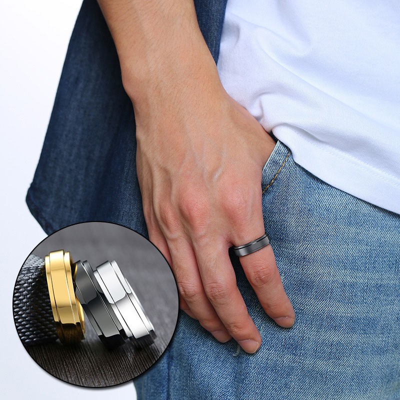 

New Fashion Classic Ring Male Black/Silver Color/Gold Color Stainless Steel Jewelry Wedding Ring For Men Women Gift Wholesale