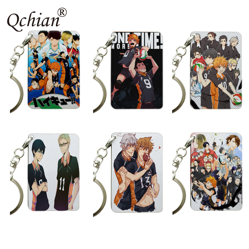 

Anime Volleyball Team Haikyuu Keychain Pictures Printed series Pendants Not Fade Car Motorcycle Key Decoration Jewelry