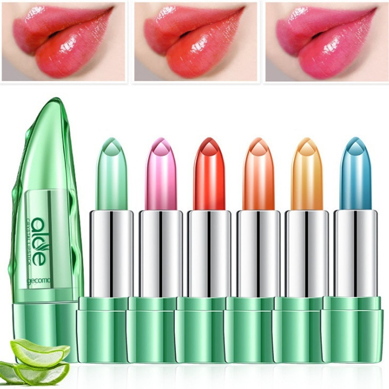 

Dropship New 1Pc Aloe Vera Lipstick Temperature Change Color Red Lip Stick Blam Transparent Magic Jelly Waterproof Lipsticks, Army green