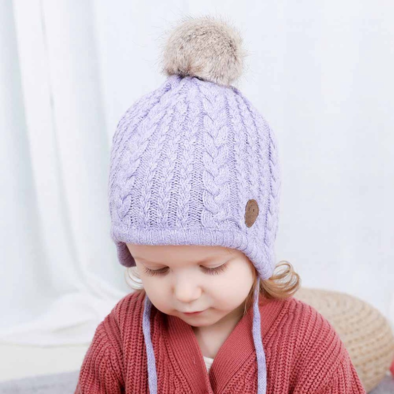 

Cute Pompom Ball Baby Hat Children Winter Wool Knitted Warm Caps For Girls Boys Cotton Thick Earmuffs Protector Hats, Wt