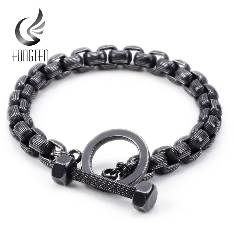 

Fongten Dumbbell Men's Bracelet Soprt Fitness Armband Stainless Steel Beads Men Pulseira Fashion Jewelry