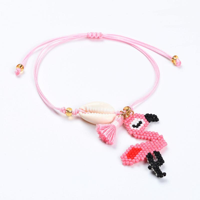 

Miyuki Hand Weave Shell Fringed Women's Flamingo Bracelet, Black