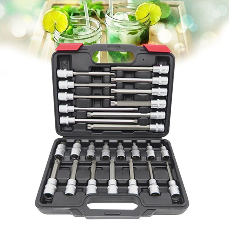 

26PCS 12 Angles Tool Kit 12-tooth Ratchet Chrome Vanadium Steel Stable Durable Professional Tools Head Set for Industrial Garage