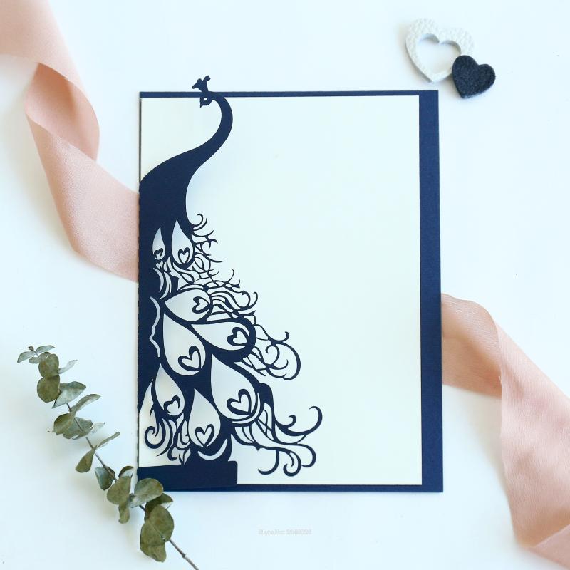 

Elegant Peacock Pocket Envelope Wedding Invitation,laser cut custom invitations, personalized greeting card
