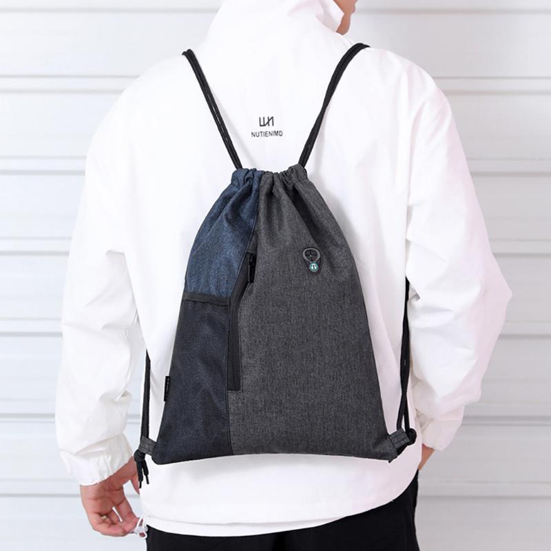 

Fashion Casual Unisex Bundle Rope Sport Backpack School Bags Travel Beach Bags Waterproof drawstring backpack drawstring bag new, Gray color