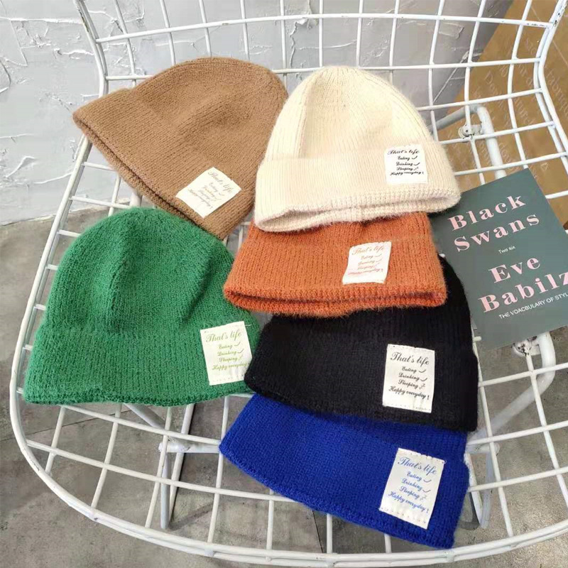 

Letter label 6 Colors Casual Beanies for Men Women Fashion Knitted Winter Hat Solid Hip-hop Skullies Hat Bonnet Unisex Cap