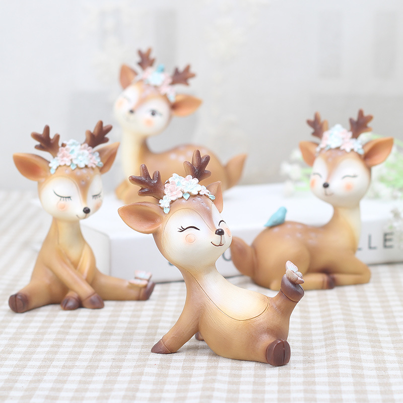 

Mini Sika DeerFigurines Resin Craft Miniatures Fairy Garden Decor Bonsai Terrarium Figurines Cake Topper Decor Ornament