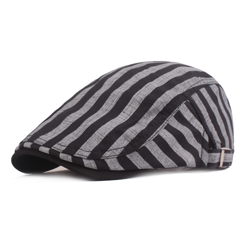 

Striped beret men's casual front cap youth cap female, White