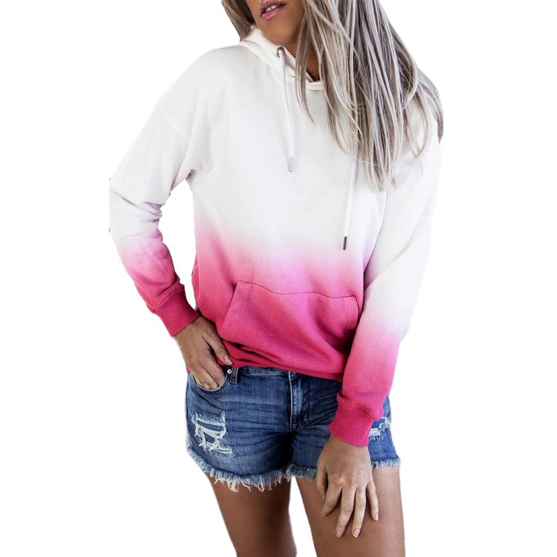 

Women' Casual Tie Dye Hoodies Autumn Winter Hooded Long Sleeve Gradient Print Drawstring Sweatshirts with Kangaroo Pocket, Blue