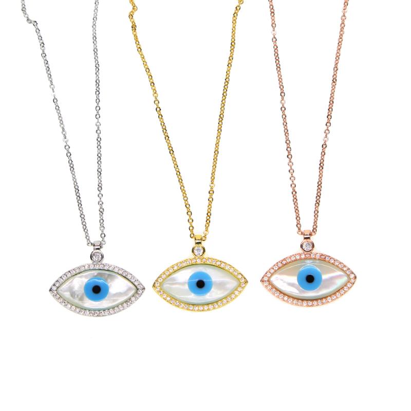 

Hot sale Geometric Long shell eye design Jewelry 3 color Big Shell eye Pendants Necklace Collar Maxi Jewelry 2020 new style