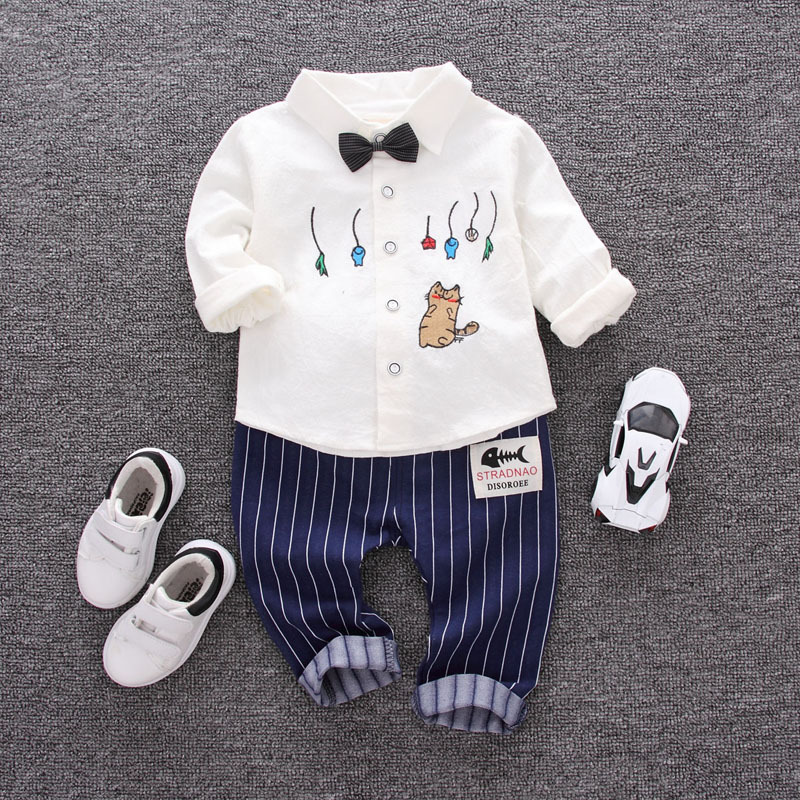 

Kids Baby Boys Cotton Outfits Sets Tops + Elastic Waist Trousers Children Boy Spring and Autumn Fashion Clothing Suits