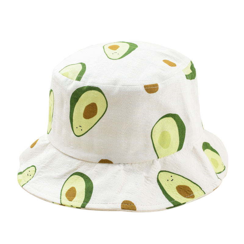 

Small Fresh Literary Avocado Fisherman Hat Unisex Summer Outdoor Travel Visor Bucket Hat Beanies White