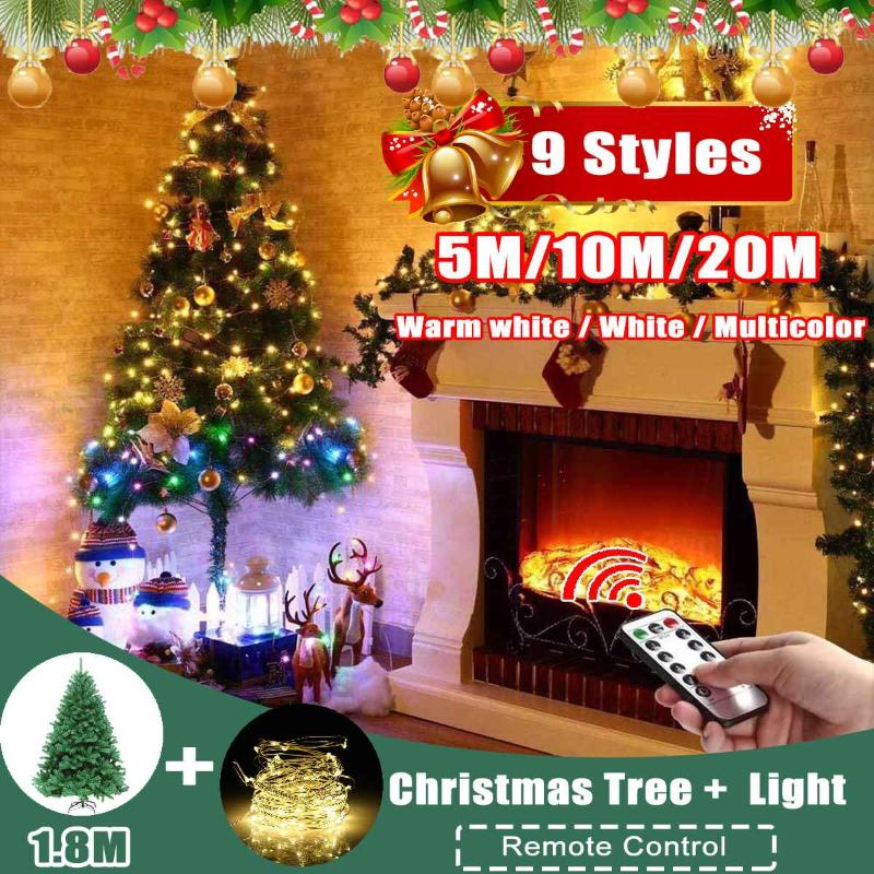 

1.8m Christmas Tree With LED String Lights Remote Controlled Light String For Christmas Tree Garland Wedding Party Home Decor