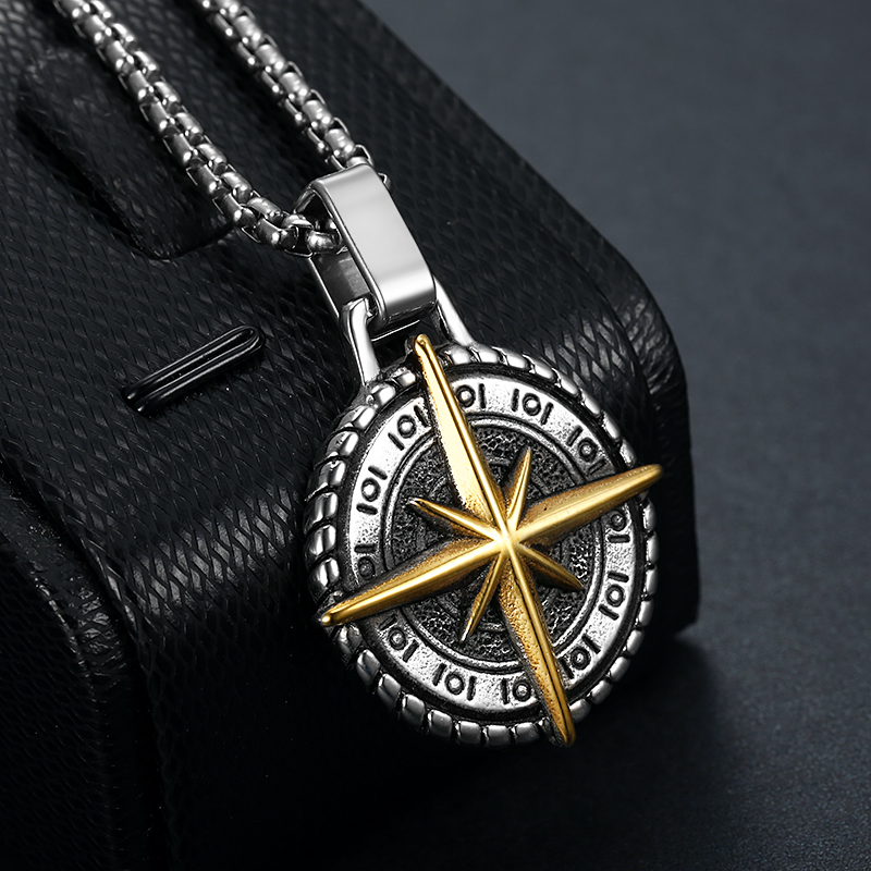 

Cool fashion 316 Stainless Steel North Viking Pendant Mens Compass Necklace