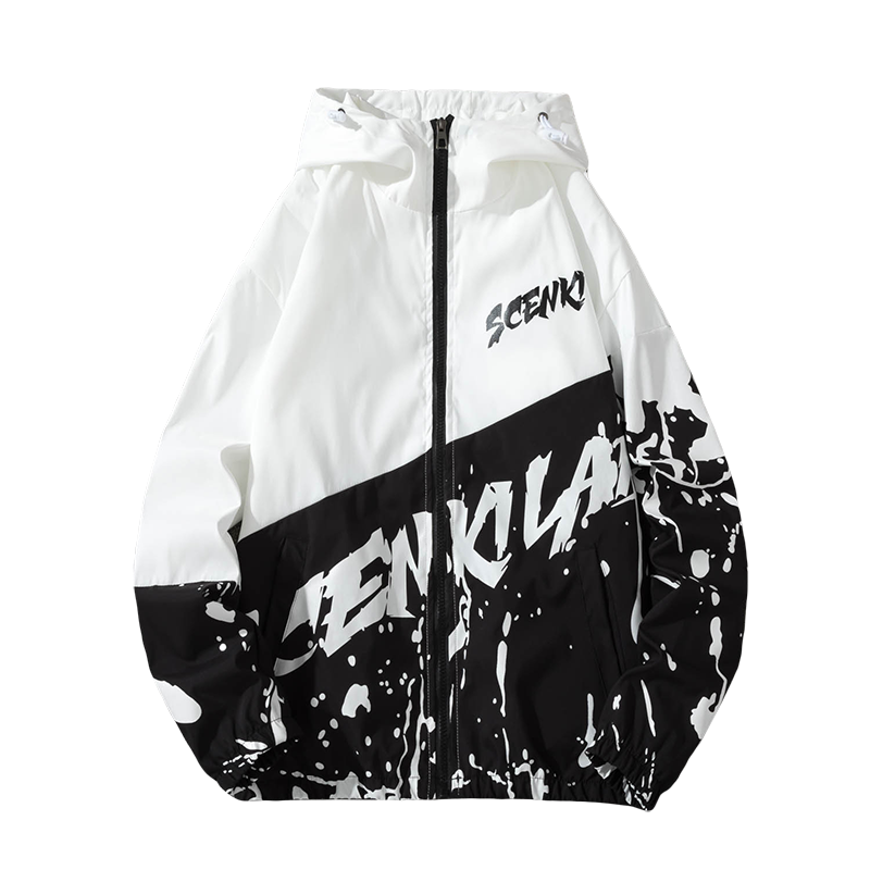 

Autumn Men's Hip Hop Jacket Windbreaker Hooded Casual Zipper Male Vintage Streetwear Jackets casual baseball clothes, Black