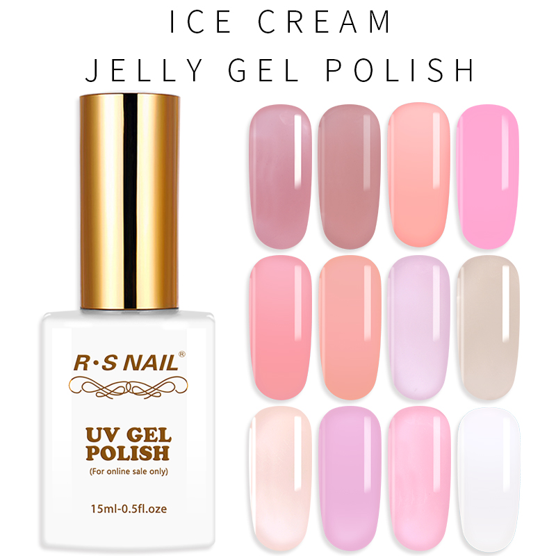 

RS NAIL Transluscent Color Jelly Gel Polish Semi Transparent Nail Gel Lacquer UV LED Esmalte Permanente Gellak Hybrid 15ml, Ts006