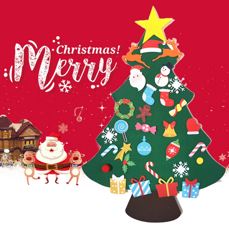 

DIY Felt Christmas Tree Decoration Wall Hanging Ornaments Kids New Year Gifts Handmade Holiday Party Decor