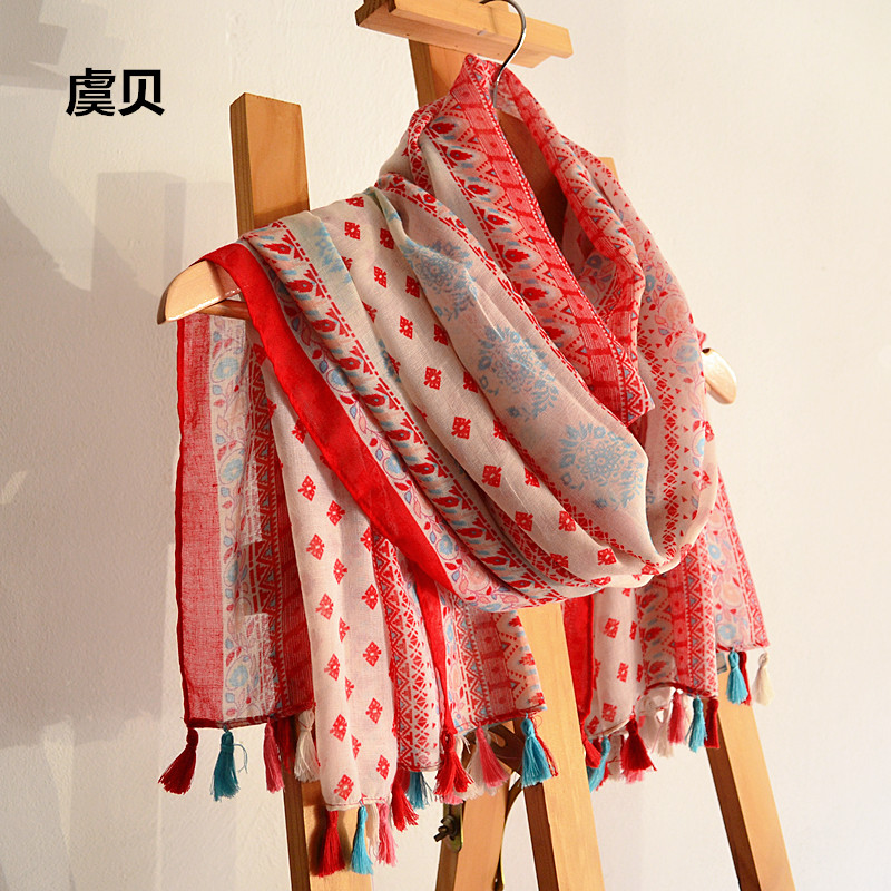 

Spring autumn winter red scarves woman summer beach sunscreen cape tassel scarf ethnic style pashminas wrap hijab shawl echarpe
