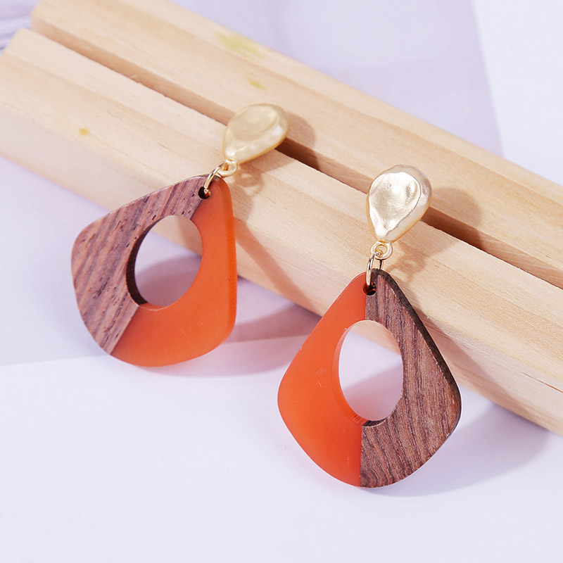 

2020 Fashion Resin Wooden Earrings For Women Vintage Bohemian Square Geometric Drop Earring Statement Jewelry Ladies Gifts
