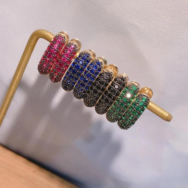 

Luxury Multicolor Round Circle Cubic Zirconia Statement Hoop Earrings For Women Wedding DUBAI Earrings Jewelry Accessories E9747