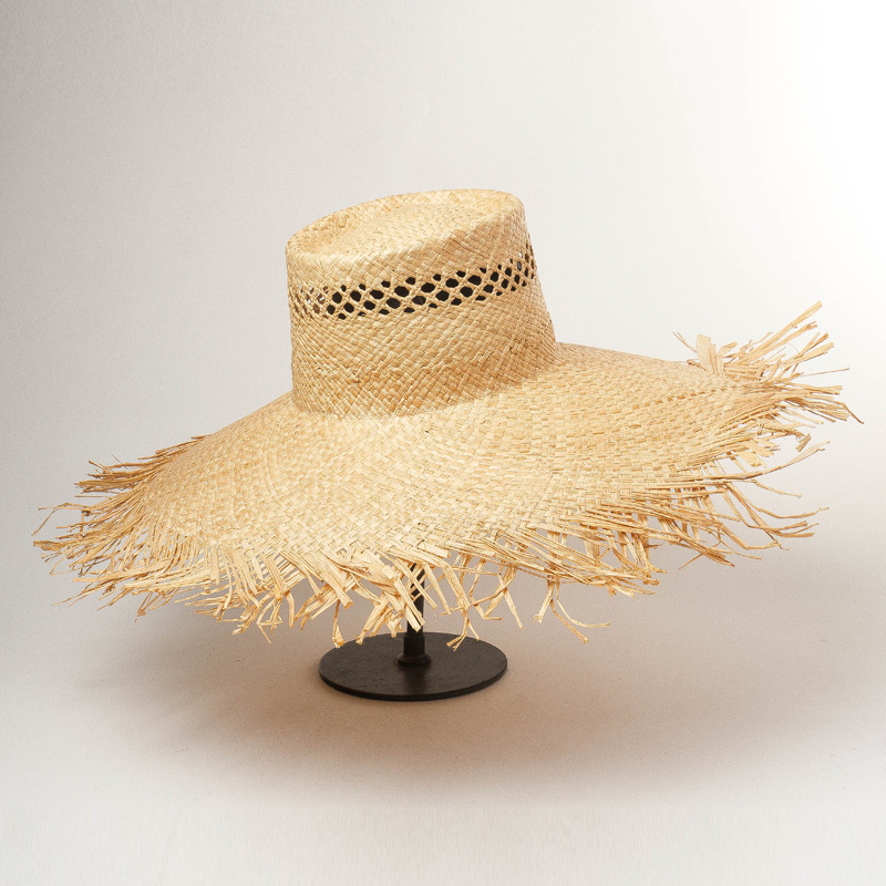 

01904-HH7316 new summer HANDMADE raffia SOLID wind Rough brim lady holiday sun hat Outdoor women leisure beach cap, Fedoras