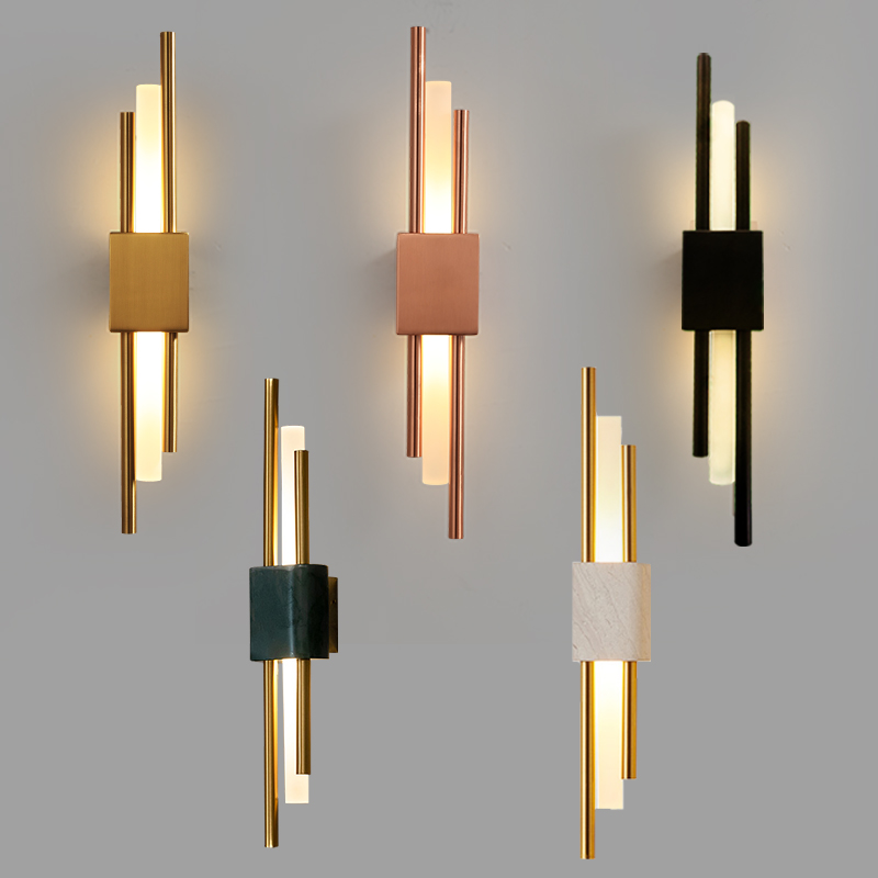 

Wall Lamp Post Modern Luxury El Living Room TV BackGround Bed Stairs Lights Simple LED Gold Glass Lighting Fixtures