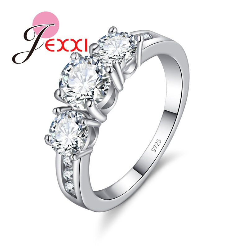 

High Quality Engagement Ring Crystal Wedding Rings 925 Sterling Silver Rings With Shiny CZ Jewelry For Women Party