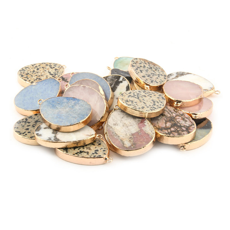 

Natural stone pendant egg-shaped Rose quartzs pendant necklace for DIY jewelry best birthday gift size 40x25x6mm