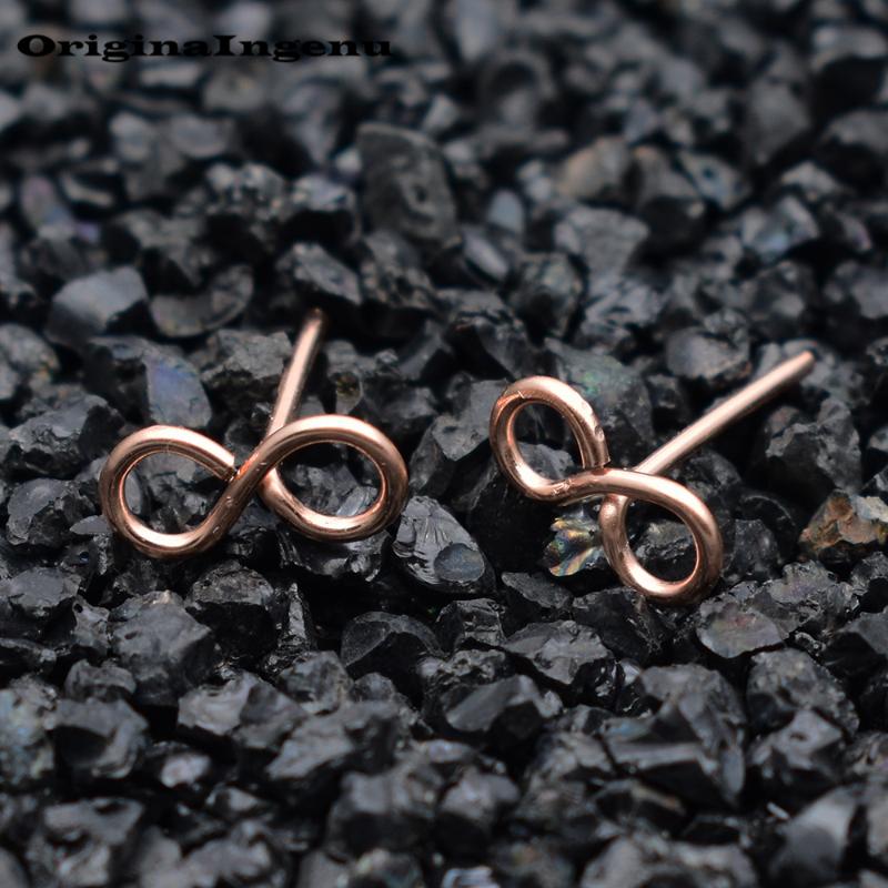 

925 Silver Infinity Earrings Gold Filled Jewelry Handmade Minimalist Stud Earrings Oorbellen Pendientes Boho For Women