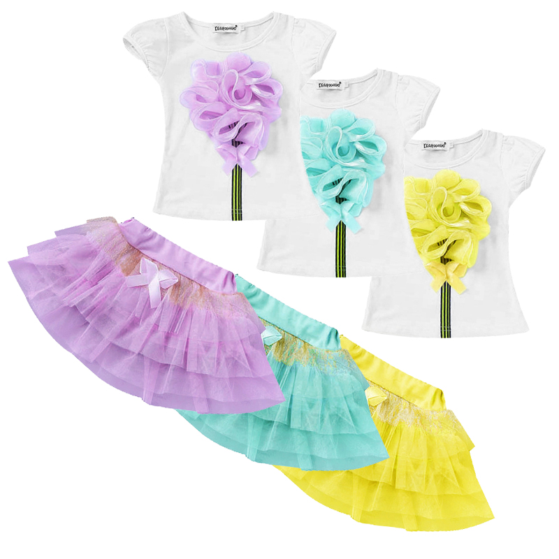 

Summer Girl Clothes Sets Children Short-Sleeved Swan T-shirt And Sequin Mesh Skirt Suit Kids Holiday Costume Girls Clothing Sets, As the picture6