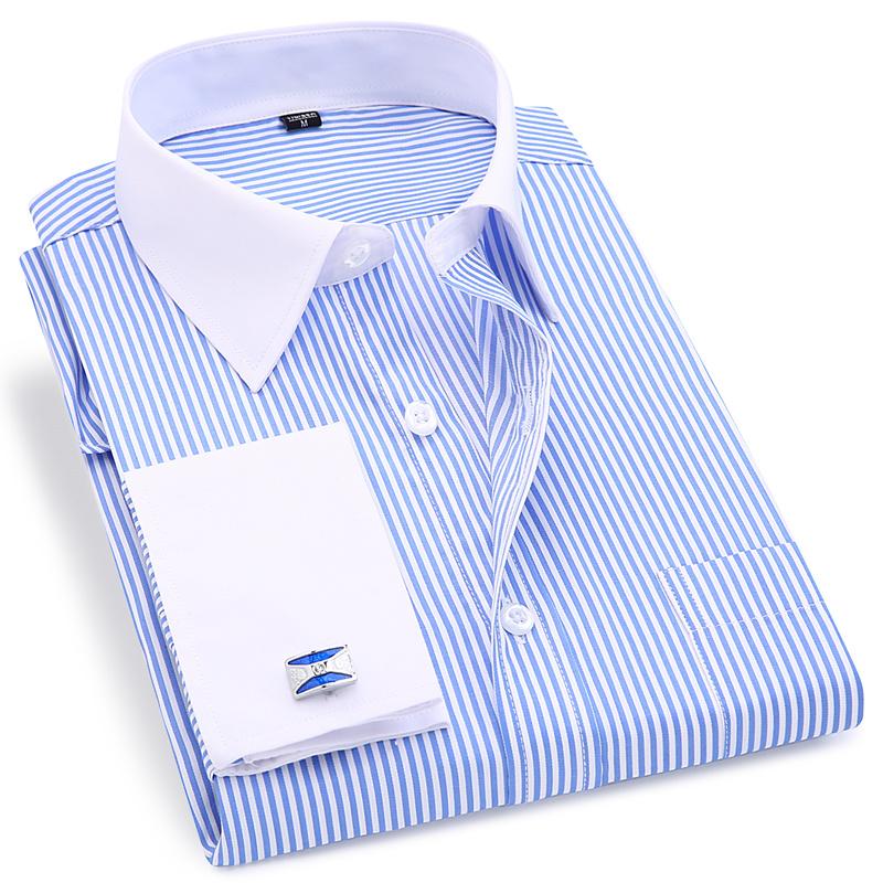 

French Cuff Men's Dress Long Sleeve Shirt High Quality Regular Fit Male Social Wedding Party Cufflinks Shirt Plus Size 5XL 6XL, Fs06