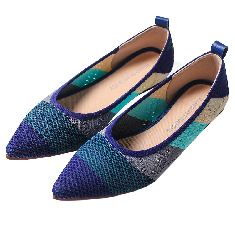 Ballet flats with teal bottom top