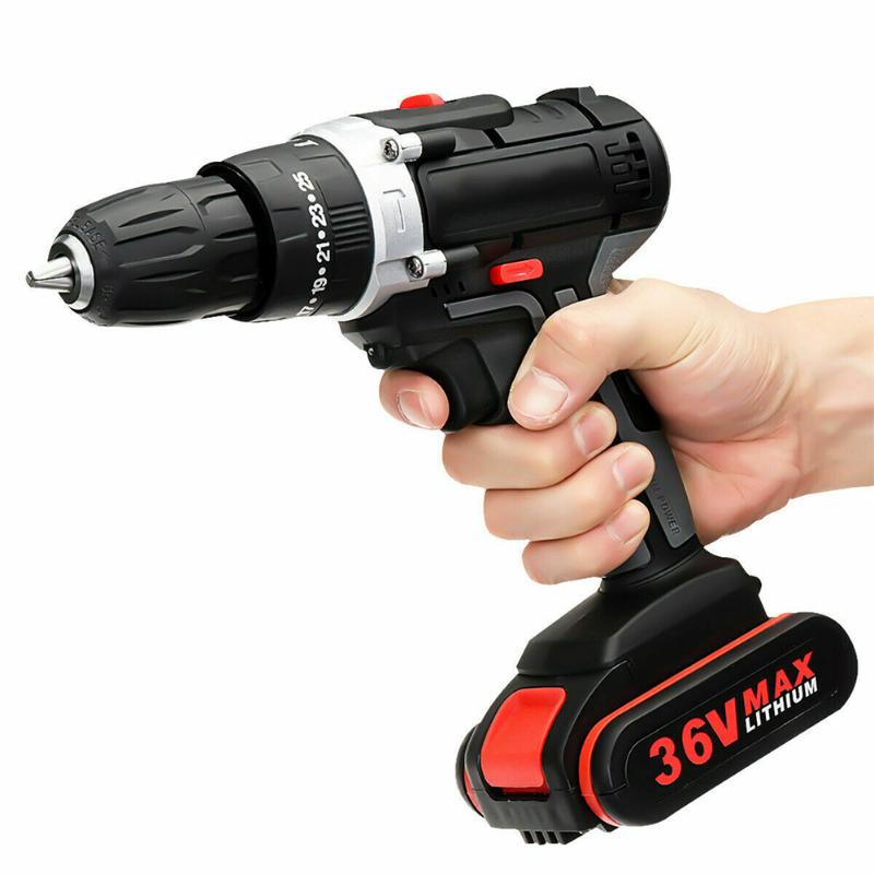 

3in1 2 Speed 25 Torque Power Tools Rechargeable Impact Battery Powered Ergonomic Home 36V Cordless Drill Brushless Handheld