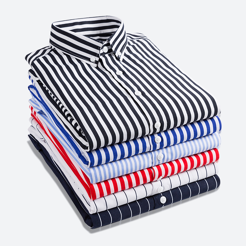 

Spring New Korean Edition Men's Short Sleeve Shirts with Fashion and Leisure Stripes, Black