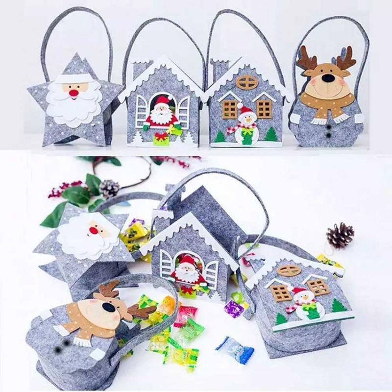 

2020 New Cute Christmas Felt Candy bag Basket Decoration Christmas Children Handbag Xmas Gift Holder Bag Candy Basket Home