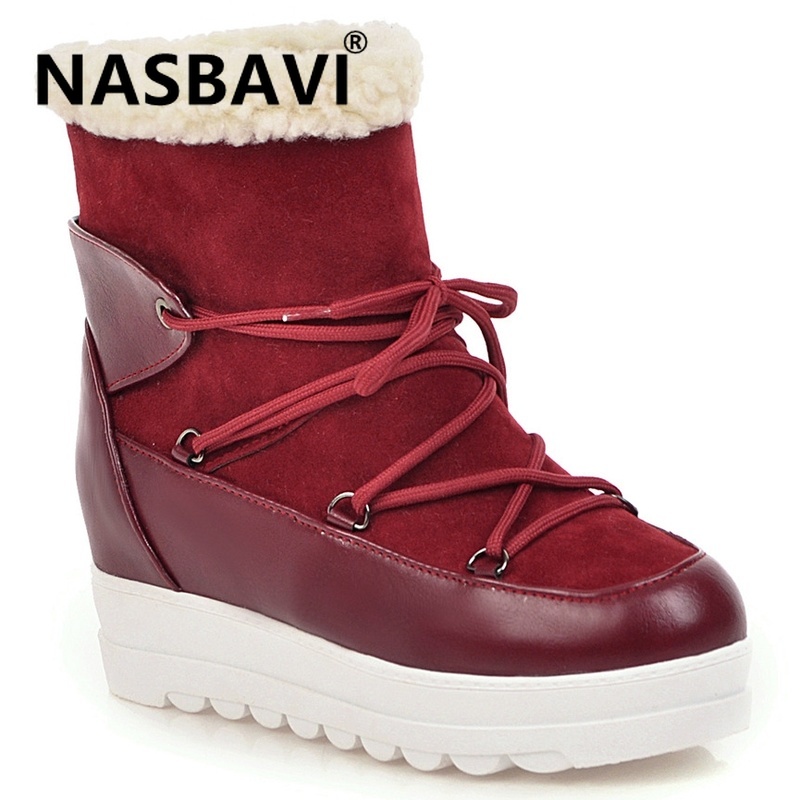 

Women Snow Boots Warm Winter Ankle Boot Plus Size 34 Ladies Suede non-slip Muffin bottom Shoes Female Comfort Short boots, Black